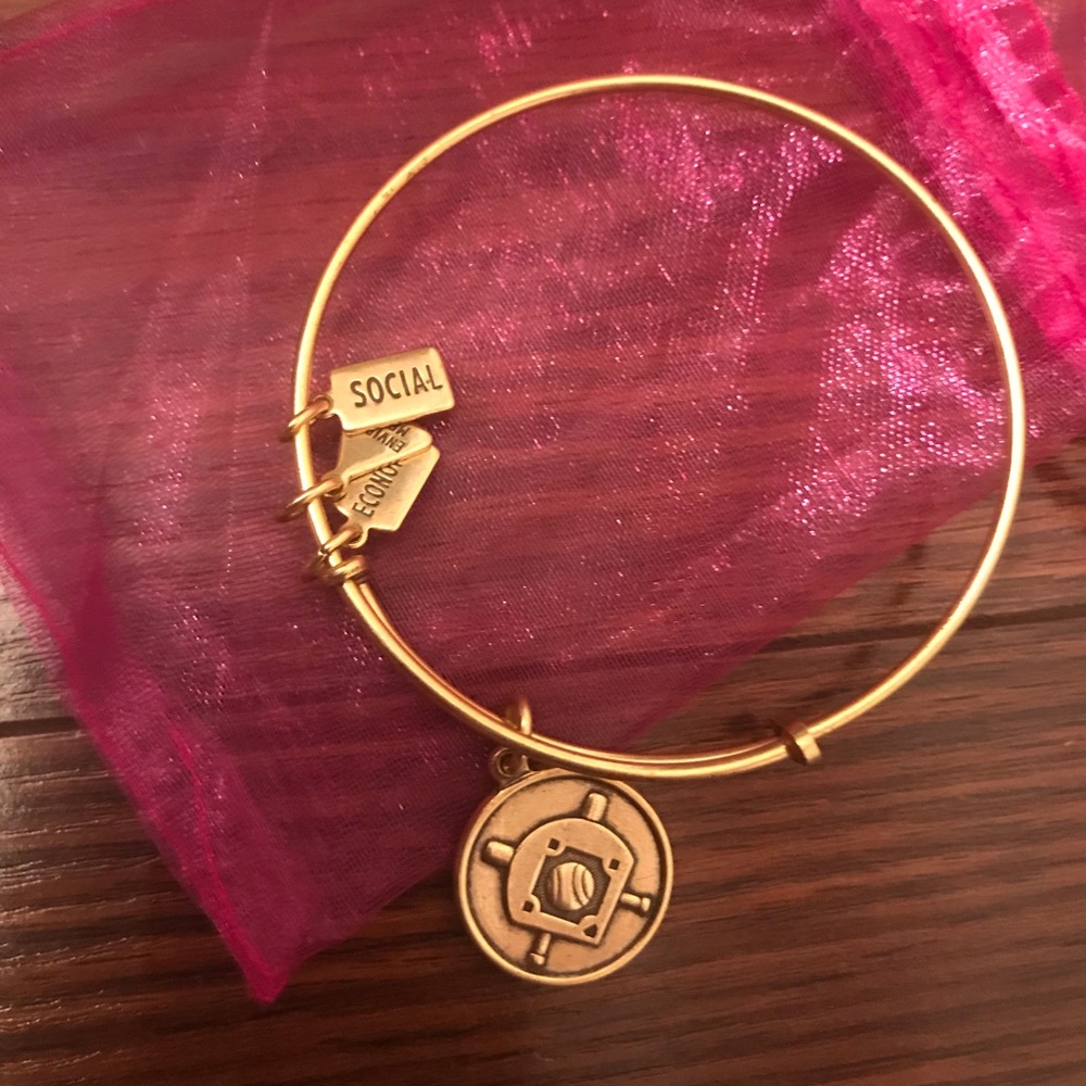 Wind and Fire womens gold baseball dangle bracelet